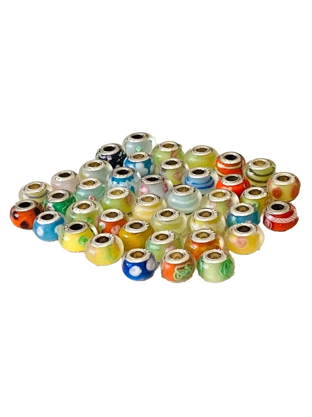 HUGE LOT of 40 925 Murano Art Glass Bracelet Necklace Charms Beads